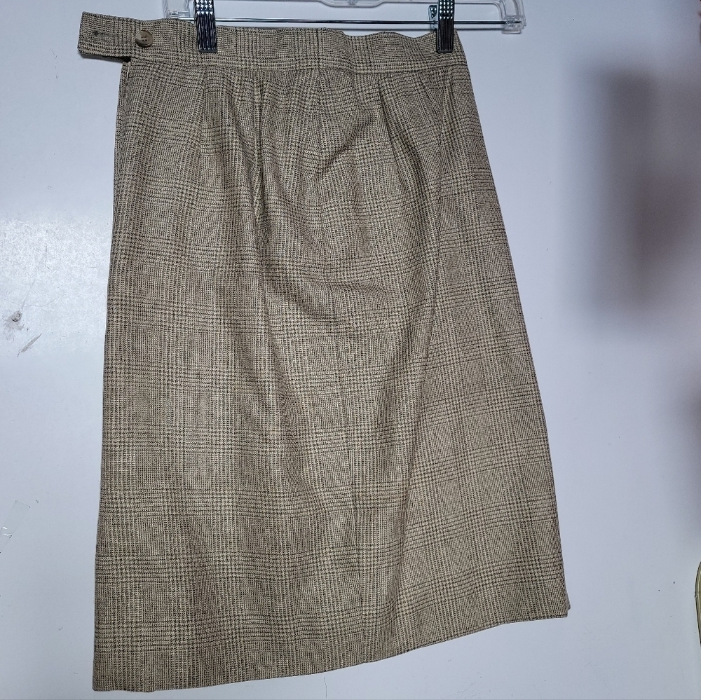Brooks Brothers Gray Beige Houndstooth Pencil Skirt - Picture 4 of 5